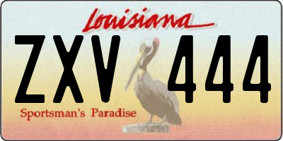 LA license plate ZXV444