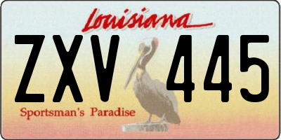 LA license plate ZXV445