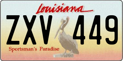 LA license plate ZXV449