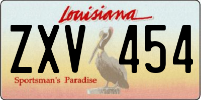 LA license plate ZXV454