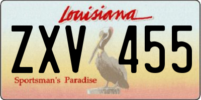 LA license plate ZXV455