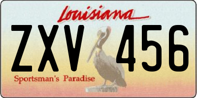LA license plate ZXV456