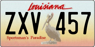 LA license plate ZXV457