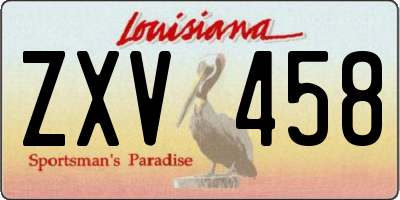 LA license plate ZXV458