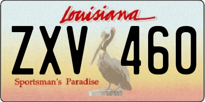 LA license plate ZXV460
