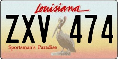 LA license plate ZXV474