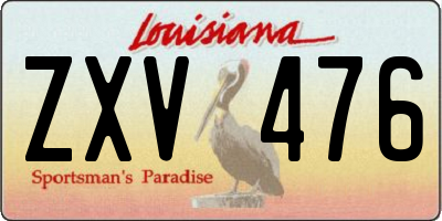 LA license plate ZXV476