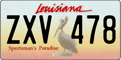 LA license plate ZXV478