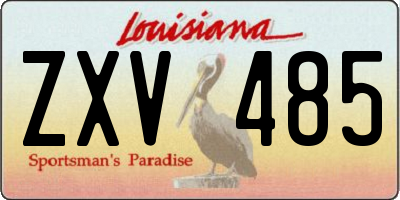 LA license plate ZXV485