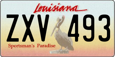 LA license plate ZXV493