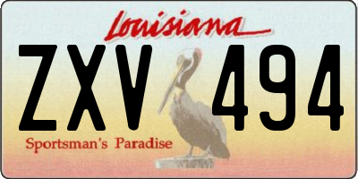 LA license plate ZXV494