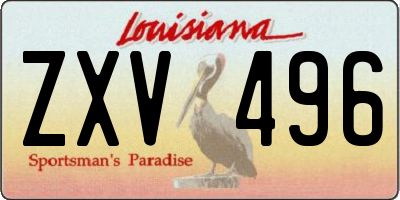 LA license plate ZXV496