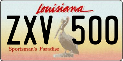 LA license plate ZXV500