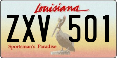 LA license plate ZXV501