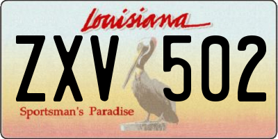 LA license plate ZXV502