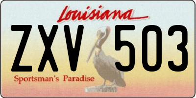 LA license plate ZXV503