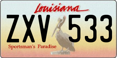 LA license plate ZXV533