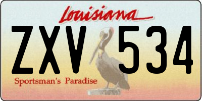 LA license plate ZXV534
