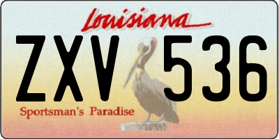 LA license plate ZXV536