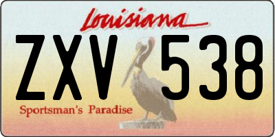 LA license plate ZXV538