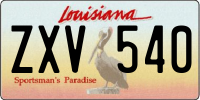 LA license plate ZXV540