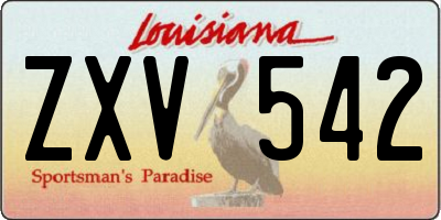 LA license plate ZXV542