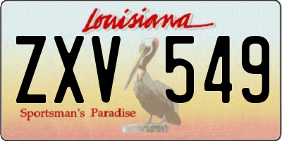 LA license plate ZXV549