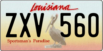 LA license plate ZXV560