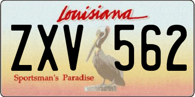 LA license plate ZXV562