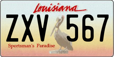 LA license plate ZXV567