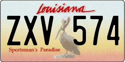 LA license plate ZXV574