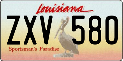 LA license plate ZXV580