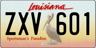 LA license plate ZXV601