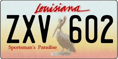 LA license plate ZXV602