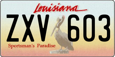 LA license plate ZXV603