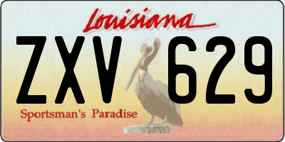 LA license plate ZXV629