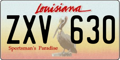 LA license plate ZXV630