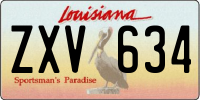 LA license plate ZXV634