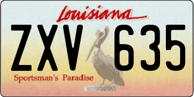 LA license plate ZXV635