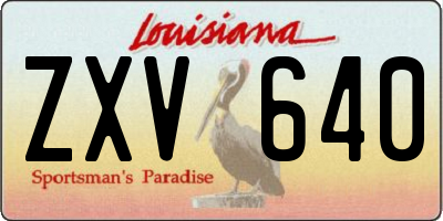 LA license plate ZXV640