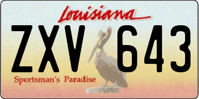 LA license plate ZXV643