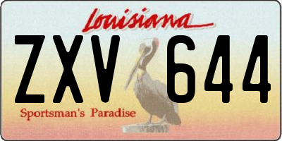 LA license plate ZXV644