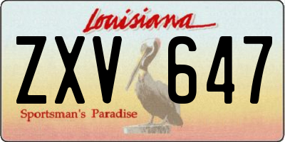 LA license plate ZXV647