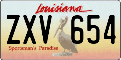 LA license plate ZXV654