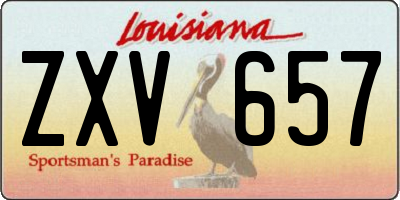 LA license plate ZXV657