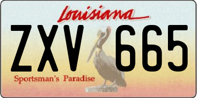 LA license plate ZXV665