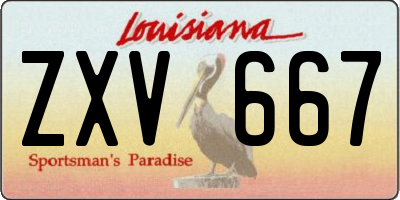 LA license plate ZXV667