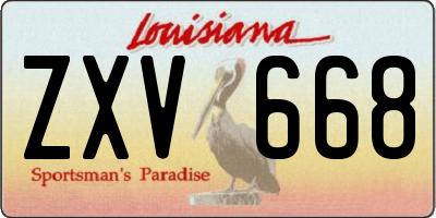LA license plate ZXV668