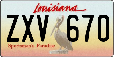 LA license plate ZXV670