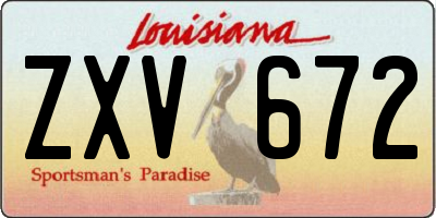 LA license plate ZXV672